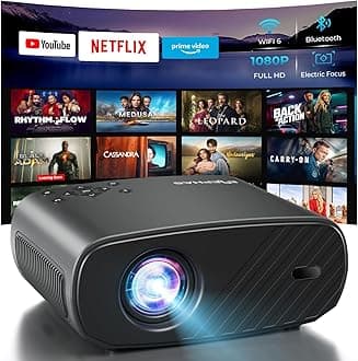ELEPHASProjector with WiFi & Bluetooth - 800 ANSI Lumens HD Home Theater, Officially Licensed Netflix/Prime Video/YouTube, Auto Keystone, HDMI/USB, iOS & Android Compatible