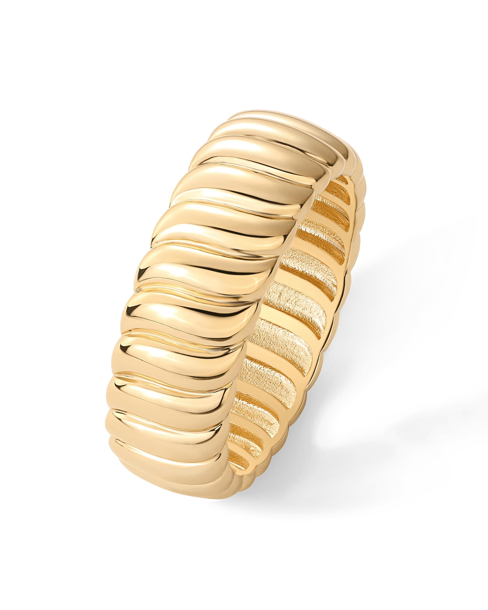 14K Gold Plated Chunky Statement Ring | Chunky Stackable Wide Band for Women