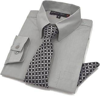 Boys Long Sleeve Dress Shirt with Tie and Handkerchief