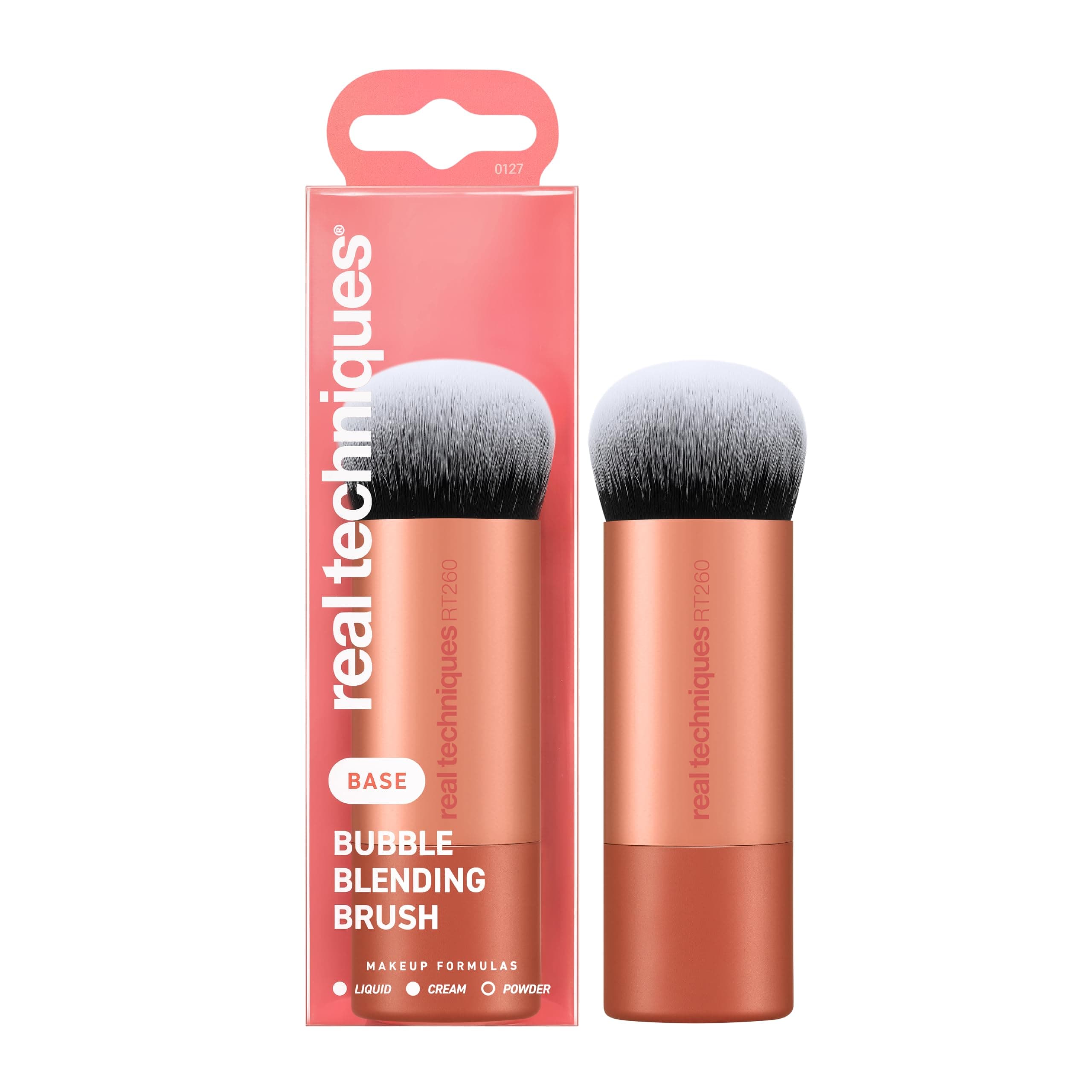 Real Techniques Bubble Blending Makeup Brush, Multipurpose Face Brush for Liquid, Cream, & Powder Products, Unique Bubble Brush Head, Synthetic Bristles, Vegan & Cruelty Free, 1 Count