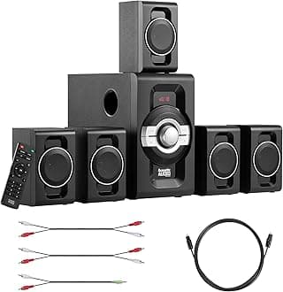 Acoustic Audio by Goldwood AA5240 Home Theater 5.1 Bluetooth Speaker System with USB and SD Inputs, Black