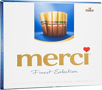 Merci Finest Milk Chocolate Box, 4 Flavour Varieties, Gluten-Free Classic Milk Chocolate Gift Box, (Packaging may vary) 250 g (Pack of 1)