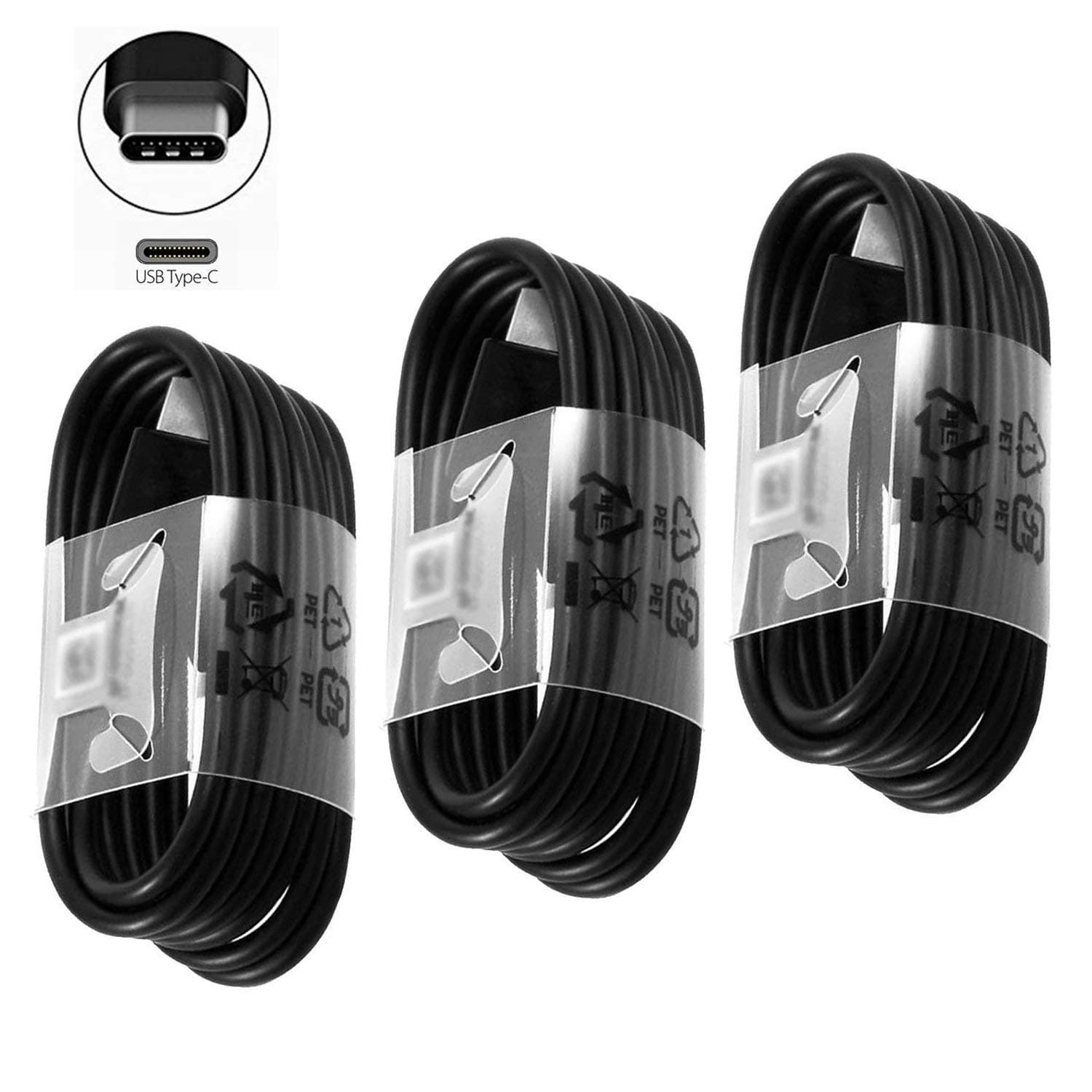 USB Type C Cable, [3-Pack 3Ft] USB-C to USB-A Fast Charging Type C Cable Compatible Samsung Galaxy S9 S9 Plus S8 S8+ S10 S10E Note 9 Note 8, LG V30 G6 G5, Google Pixel and More(Black)