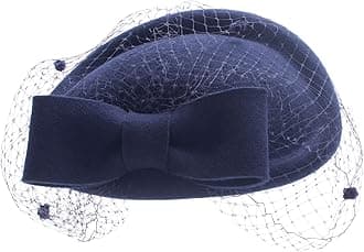 LawlietWomens Dress Fascinator Wool Felt Pillbox Hat Bow Veil