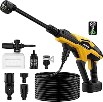 Cordless Portable Washer for Dewalt 20V Battery, 800 PSI Portable Handheld Washer with Brushless Motor, 6-in-1 Nozzle, 3 Level Adjustable for Car Yard Fence Wall Clean (Battery Not Included)