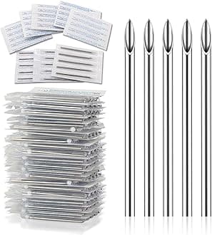 14G 50pcs Hollow Piercing Needles - 316L Stainless Steel Jewelry Needles, Ultra Sharp for Earlobe, Nose Piercing & Jewelry