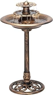 3-Tiered Pedestal Bronze Water Fountain and Birdbath