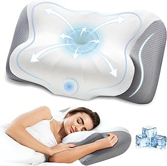 Cervical Neck Pillow for Pain Relief, 100% Pure Memory Foam for Side Back Stomach Sleeper, Ergonomic Orthopedic Contour Bed Pillows(Gray)