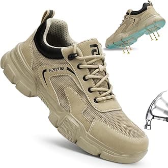 GUSAYEXSteel Toe Boots for Men Indestructible Steel Toe Shoes Breathable High Top Work Boots for Men Lightweight Safety Shoes Non Slip Work Shoes Industry Construction Safety Boots
