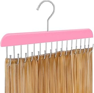 Hair Extension Hanger Weft Organizer Stand for Clip-in Styling Washing Storage Rack Display Mount Accessories Pink 16-Tooth Braiding Wig Holder