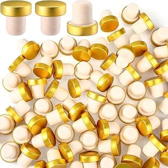 Yookeer T-shaped Stopper Cork Wine Bottle Stoppers Reusable Wine Sealing Plug for Beer Bottles DIY Craft(Gold,72 Pieces)