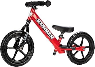 Strider 12” Sport Bike - No Pedal Balance Bicycle for Kids 18 Months to 5 Years - Includes Safety Pad, Padded Seat, Mini Grips & Flat-Free Tires - Tool-Free Assembly & Adjustments