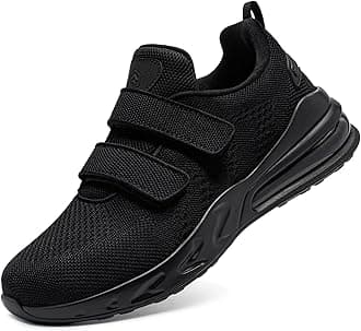 LARNMERN Men's Non Slip Work Shoes, Extra Wide Waterproof, Comfortable Hook & Loop Diabetic Shoes with Arch Support, Wide Toe Box, Black 10.5