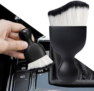 Ouzorp Car Interior Dust Brush, Car Detailing Brush, Soft Bristles Detailing Brush Dusting Tool for Automotive Dashboard, Air Conditioner Vents, Leather, Computer,Scratch Free（Black&White）