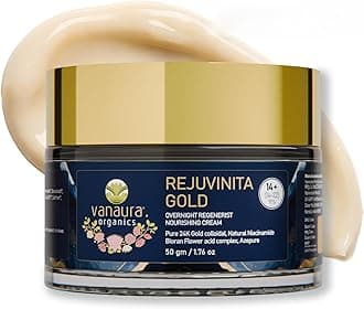 Vanaura Organics Rejuvinita Gold 14+| Overnight Cream for Glowing Skin| Night Cream for Women and Men |Acne breakouts & excess oil |Tanning & Dullness |for 14-22 Age groups