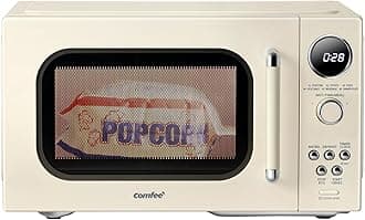 Retro Microwave Oven, Small Microwave with 6 Auto Menus, 0.9 cu.ft Countertop Compact Microwave with Multi-stage Cooking, Mute Function, LED digital, Apricot/900W, CMO-MMP02AA(AT)