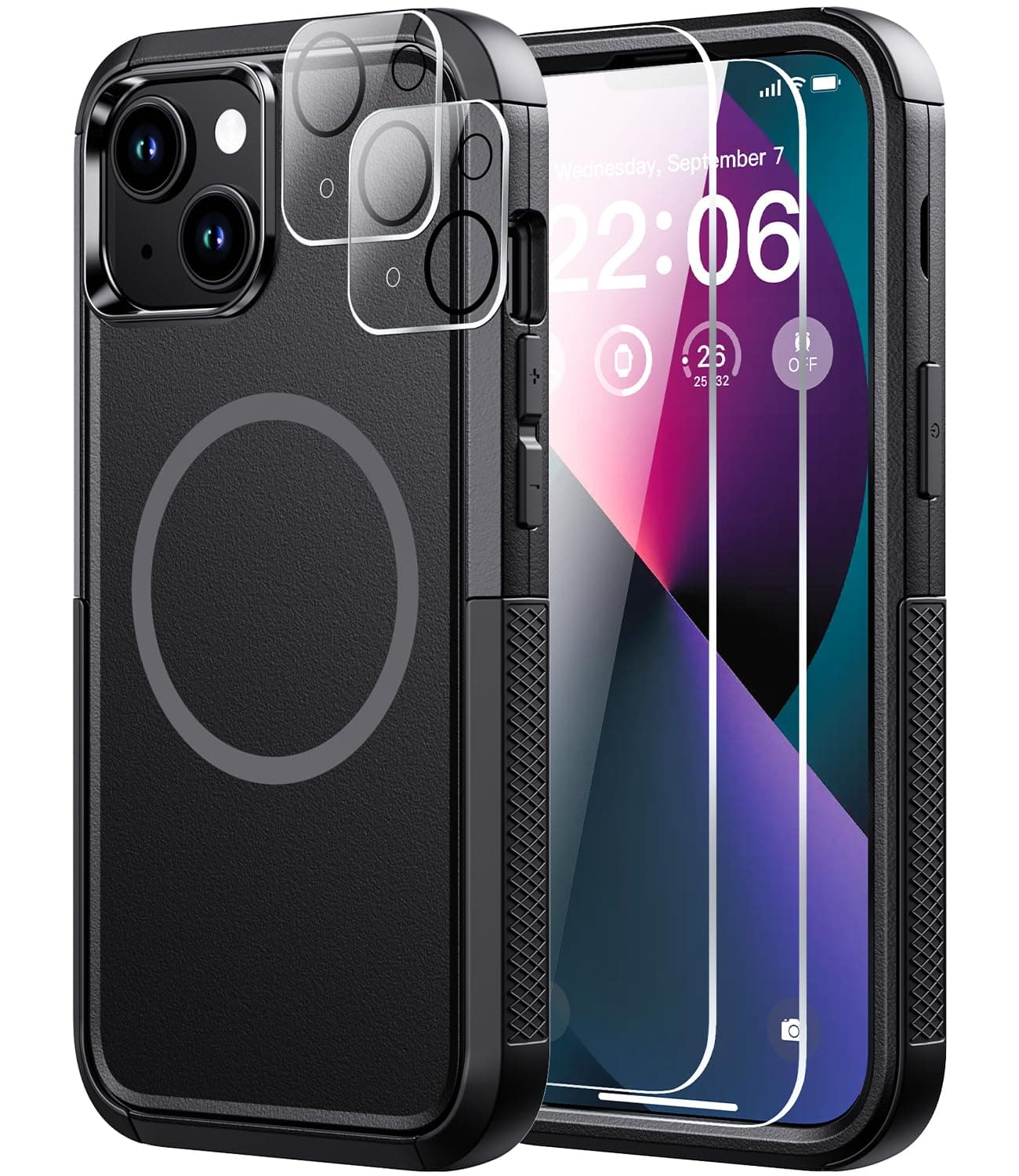 Diverbox for iPhone 13 Case [Compatible with MagSafe] [with Screen Protector ] [Shockproof] [Dropproof] Heavy Duty Protection Phone Case for Apple i Phone 13 (Black)