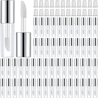 Patelai 100 Pieces Clear Mini Lip Gloss Tube Refillable Empty Lip Balm Containers Bottles Transparent Mini Lipstick Containers for Women Girls DIY Makeup,1.2 ml (Silver)