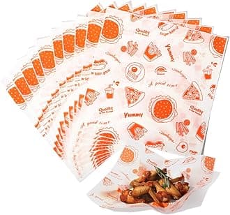 Fit Meal Prep [250 Sheets] 12x12" Deli Paper Sheets, Orange Dry Waxed Paper, Waterproof Sandwich Wrapping, Grease-Proof Wax Paper for Food Basket, Picnic, Barbecue, Restaurants, Burgers, Fries