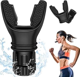 Breathing Exercise Device, Portable Breathing Trainer with Adjustable Resistance for Oral and Muscular Exercise, The Breather Respiratory Muscle Trainer, Easy to Clean (Black)