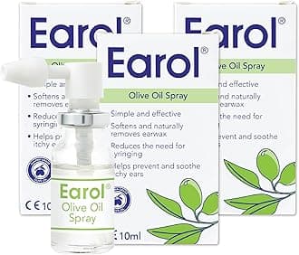 Earol Olive Oil Ear Wax Removal Spray, Clinically Proven, Reduces Need for Syringing, Metered Dose, 3 Pack of 10ml Oil Spray Bottle