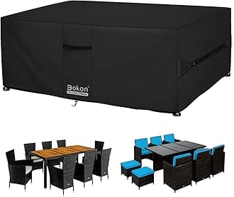 Dokon Garden Furniture Covers Waterproof Upgrade 420D Oxford Fabric Cube Patio Set Cover Weatherproof Winter Outdoor Table and Chair Cover with Air Vents, Multi-size (140x80x74cm)