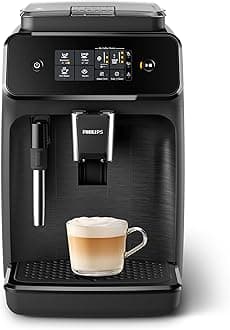 Philips 1200 Series Fully Automatic Espresso Machine, Classic Milk Frother, 2 Coffee Varieties, Intuitive Touch Display, 100% Ceramic Grinder, AquaClean Filter, Aroma Seal, Black (EP1220/04)