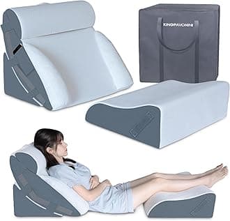 KingPavonini 4PCS Bed Wedge Pillow Post Surgery, Orthopaedic Sleeping Wedge Pillow Set for Neck, Back and Leg Pain Relief, Acid Reflux, GERD, Sleep Apnea with Travel Bag