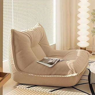 Caterpillar Bean Bag Chair Furniture Sofa Couch Lounge Reading for Living Room Home Decorative Upholstered Side Chairs Modern Armless Accent Chairs (Khaki)