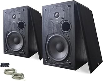 Koe’ B102 – 100 Watt Home Theater, Passive Bookshelf Speakers (Pair) Hi-Res Audio, Excellent Response, HiFi, Satellites, Includes SPL/Freq Graph, Wall-Mountable, Black