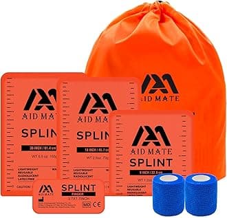 First Aid Splint Kit - 4 Professional Medical Splints (36"/18"/9"/4") + 2 Adhesive Tapes + Storage Pouch, Complete Emergency Fracture Support for Arms Legs Fingers Broken Bones