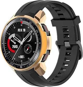 FitTurn Compatible with Huawei Honor Watch GS pro case,Soft Fashion Plated Metal Color Frame Shock Resistant Proof Cover Protective Protector Shell Bumper Accessory TPU Silicone Case (Rosegold)
