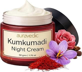 Auravedic Kumkumadi Oil Retinol Night Cream For Face - Night Cream For Women With Niacinamide, Retinol, Saffron & Padmaka - Overnight Repair & Renew For Glowing Skin, 50g