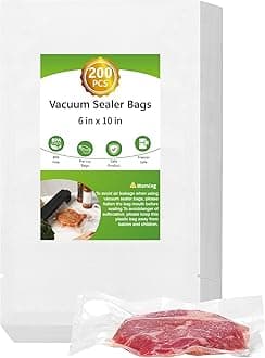 Moretoes 200pcs Vacuum Sealer Bags, Pint 6" x 10", BPA Free, Pre-cut Commercial Grade Vac Seal Meal Bags for Food Saver Storage, Meal Prep or Sous Vide