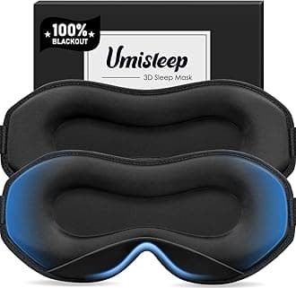 Umisleep 2-Pack Upgraded Sleep Masks, Perfect for Side Sleepers, Ultra Soft 3D Eye Masks for Travel, Couples&Adults, Adjustable, Black+Black