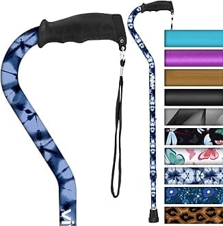 Walking Cane for Women, Men, Elderly - Patented Offset Grip - Lightweight Adjustable Walking Aid with a Non-Slip Tip - Sturdy Balancing Mobility Aid for Seniors