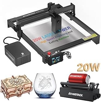 ATOMSTACK A20 Pro 20000mW Laser Engraver and Cutter, 20W Laser Engraving Cutting Machine with Air Assist Kit and R3 Rotary Roller,Laser Engraver for Wood and Metal, Vinyl, Acrylic, Glass