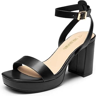DREAM PAIRS Platform Heels for Women High Block Chunky Open Toe Ankle Strap Heels Fashion Wedding Party Evening Prom Dance Dress Pump Sandals Shoes