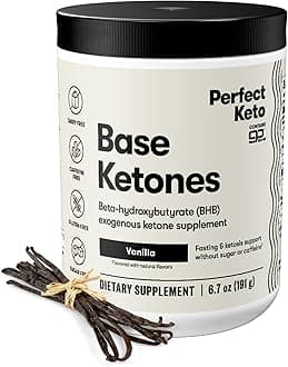 Perfect Keto Exogenous Ketones Powder, BHB Salts Supplement for Ketosis & Fasting, Plus Electrolytes for Hydration, Caffeine Free Energy, Keto Diet, Focus & Workout Support, Vanilla, 6.7 oz