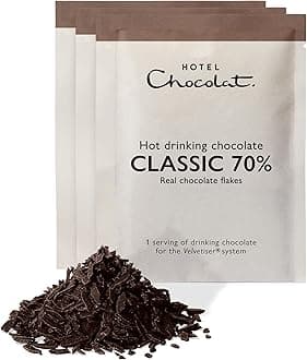 Hotel Chocolat Classic 70% Dark Hot Chocolate Sachets - Luxury Chocolate Flakes - Pack of 20 Single-Serve Sachets, 620g - Suitable for Vegetarians & Vegans - Serve Hot or Iced