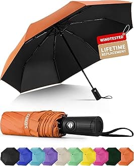 Seniny Windproof Travel Umbrella, Automatic Umbrellas for Rain, Portable & Compact Umbrellas for Backpack, Strong UV for Protection, Folding Small Sun Umbrella for Car, Walking