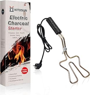 KITOSUN Electric Charcoal Starter 700W – Superior BBQ Grill Fireplace Coal Lighter Easy & Quick Ignite Briquettes |No Sparks or Flames | 304 Stainless Steel Coils Elements 5ft Long Cable (700W)