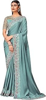 Women's Silk Embroidered Heavy Border Saree With Unstitched Designer Blouse saree for women