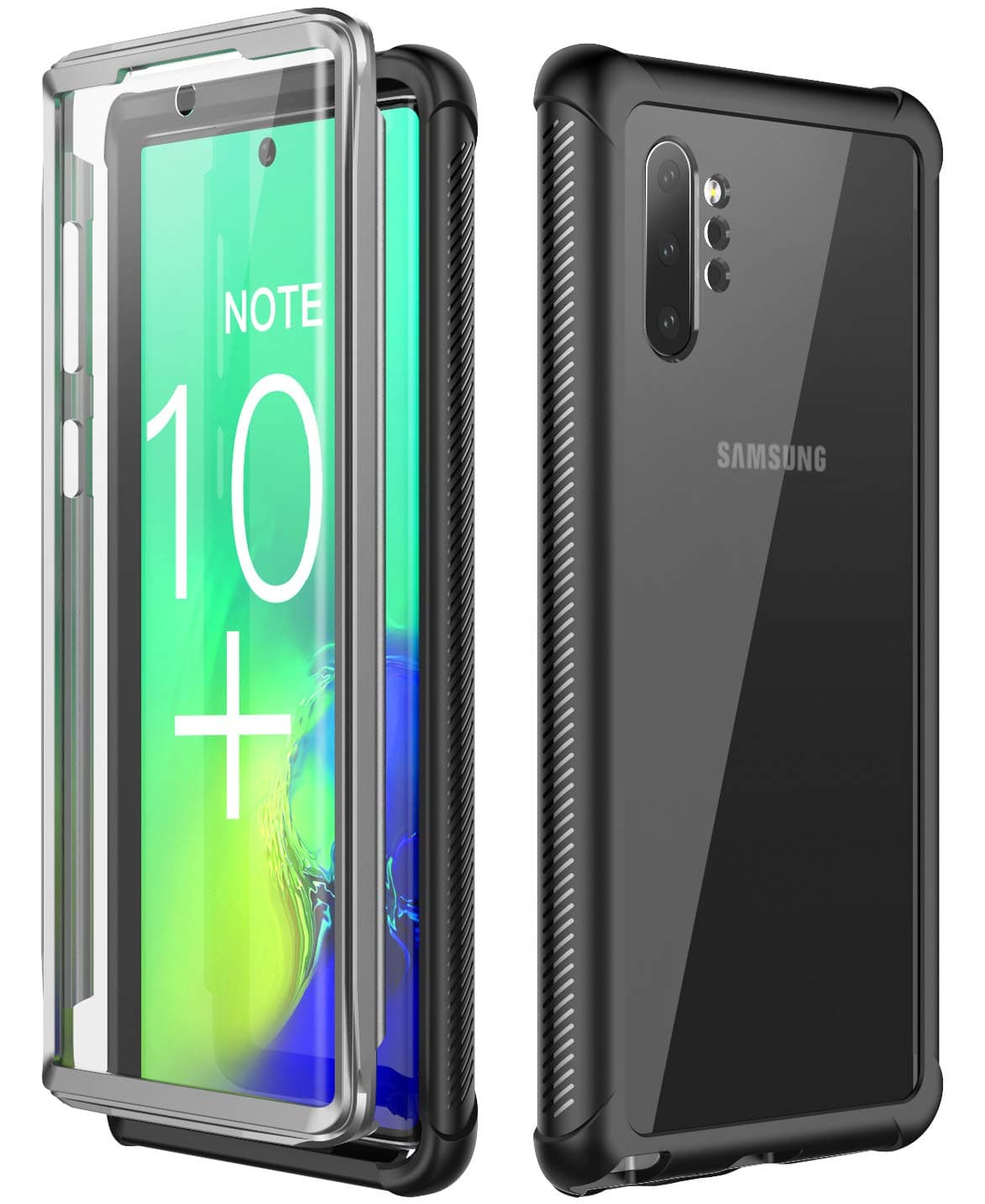 SPIDERCASE Galaxy Note 10+ Plus/5G Case, Built-in Protector, Fingerprint Unlock with Fingerprint Film, Full Body Heavy Duty Protection, Shockproof Rugged Cover for Samsung Galaxy Note 10+ Plus/Pro/5G