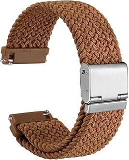WOCCI 18mm Braided Nylon Watch Band for Men and Women, Quick Release, Silver Stainless Steel Buckle (Brown)