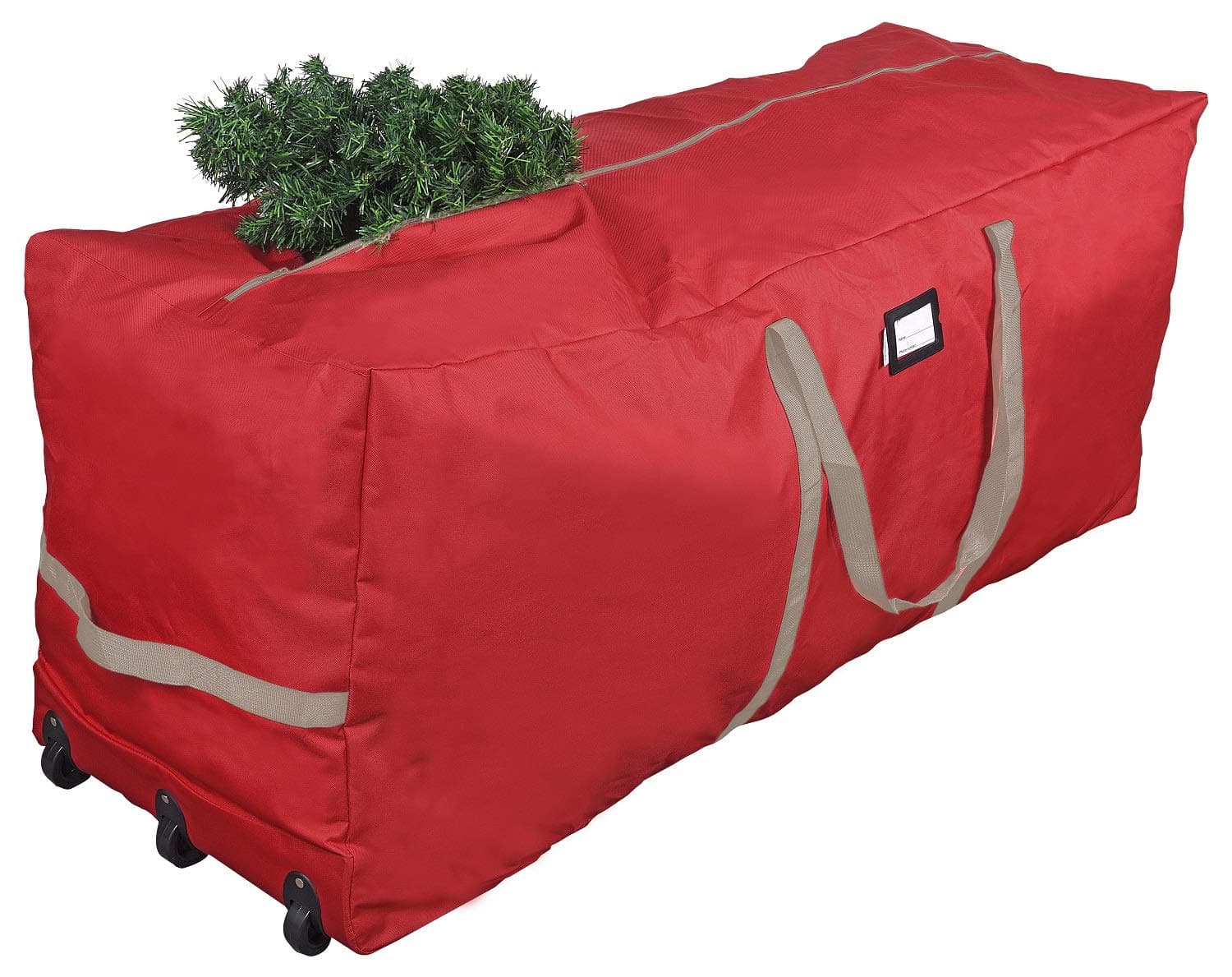 ProPik Rolling Christmas Tree Storage Bag, Fits Up to 9 ft. Xmas Tree, 28"x 16"x 60", Extra Large Heavy Duty Storage Container with Wheels and Handles, 600D Oxford (Red)