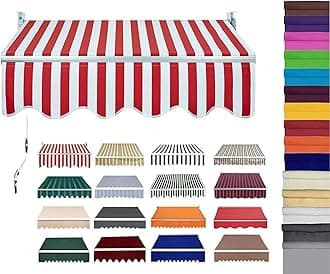 Retractable Patio Awning Replacement Fabric (Without Frame) Waterproof Shade Sun Shade Awning Cover Outdoor Patio Canopy Sunsetter Deck Awnings Polyester(D,(10x6.5ft) 3x2m)