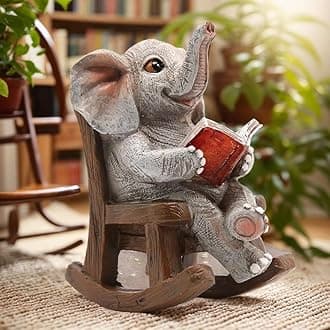 FOXMIS Garden Statues Elephant Outdoor Decor Lights, Lucky Miniature Elephant Statue Solar Garden Decor for Patio,Porch,Home Yard Decor Elephant Gifts for Mom,Women, 2.04"x3.34"x3.93"