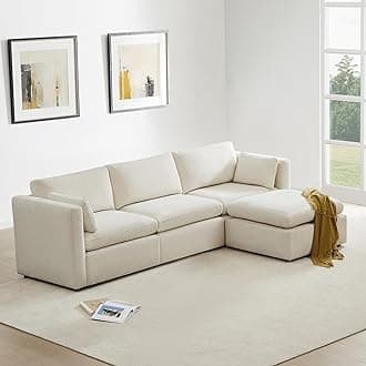 Oversized Modular Sectional Sofa, FSC Certified L Shaped Sectional Couches for Living Room, 112 inch Width,4 Seat Modular Sofa with Storage Ottoman, Linen