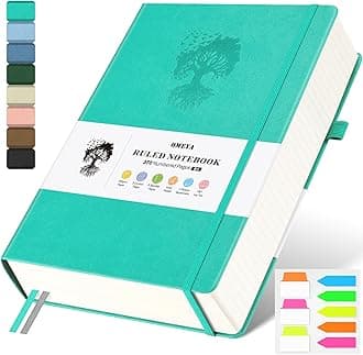 B5 Lined Journal Notebook, 370 Numbered Pages Thick Leather Journal for Writing, College Ruled Hardcover Notebook for Work,School with 100gsm Paper, Writing Journal for Women, Men (7.6" x 10.3" Blue)